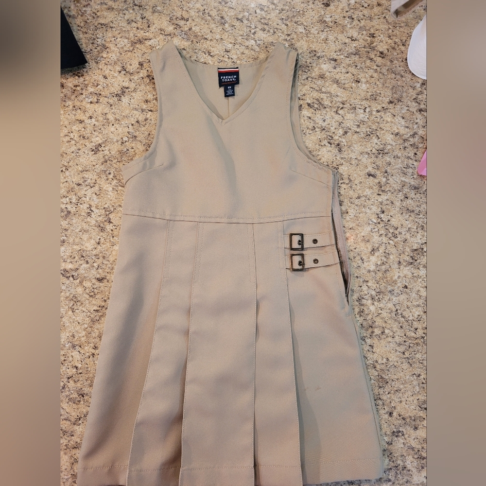 French Toast Multicolored Pleated A-Line Dress